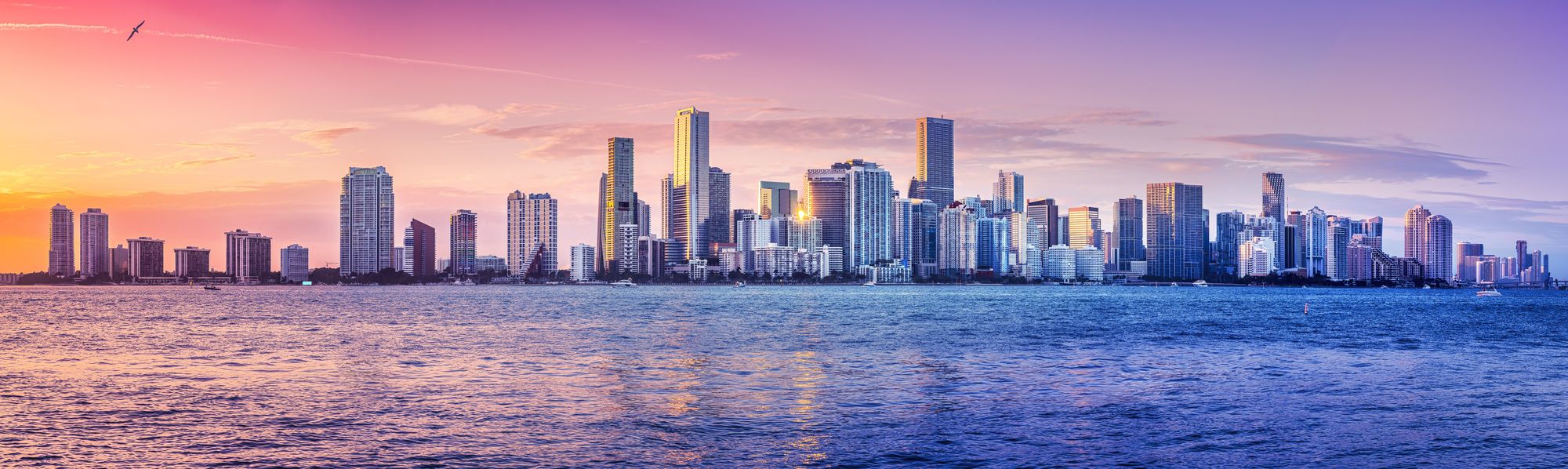 Skyline de Miami al atardecer